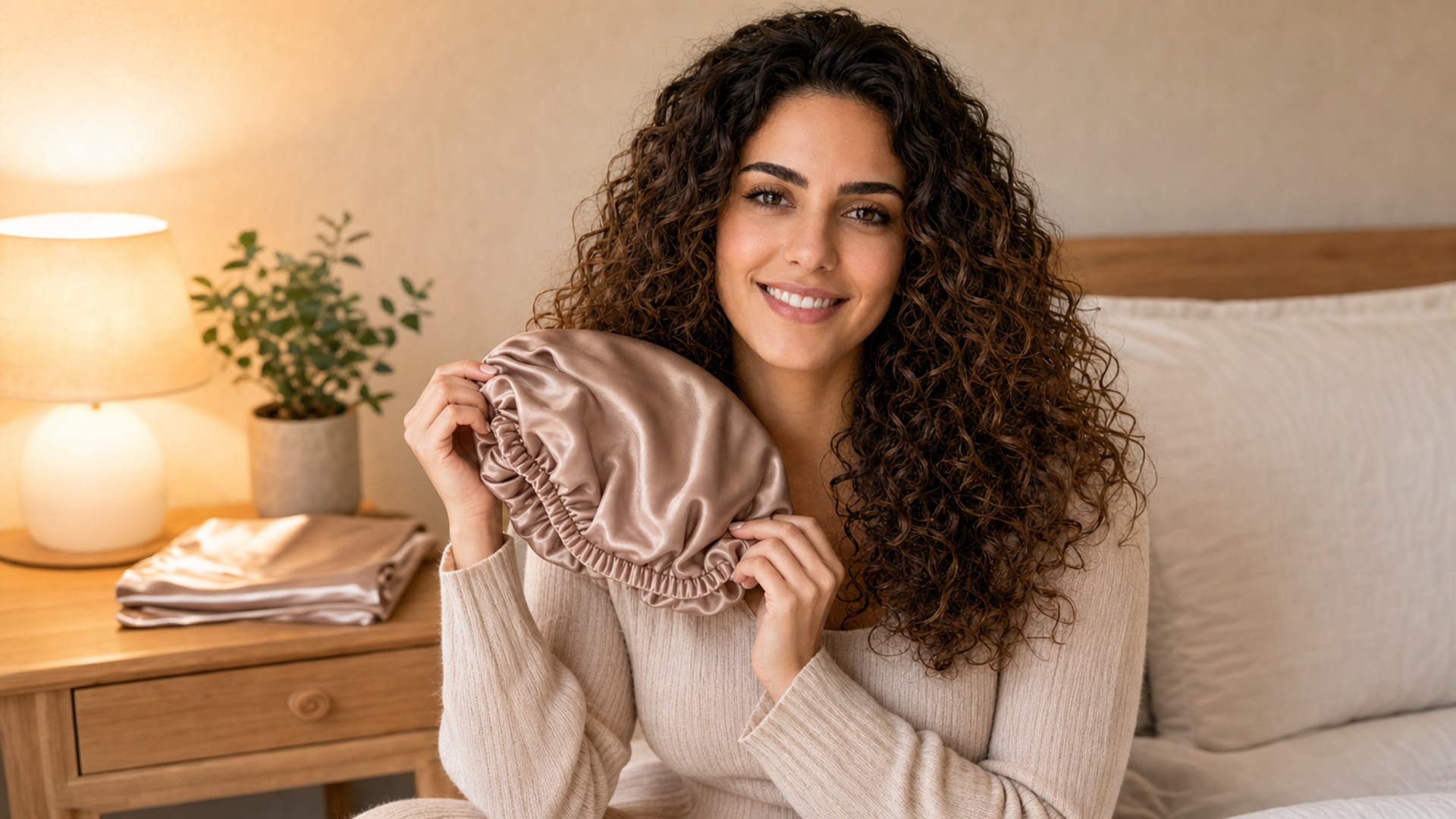 Bonnet de nuit en soie de mûrier : ton soin capillaire pendant que tu dors