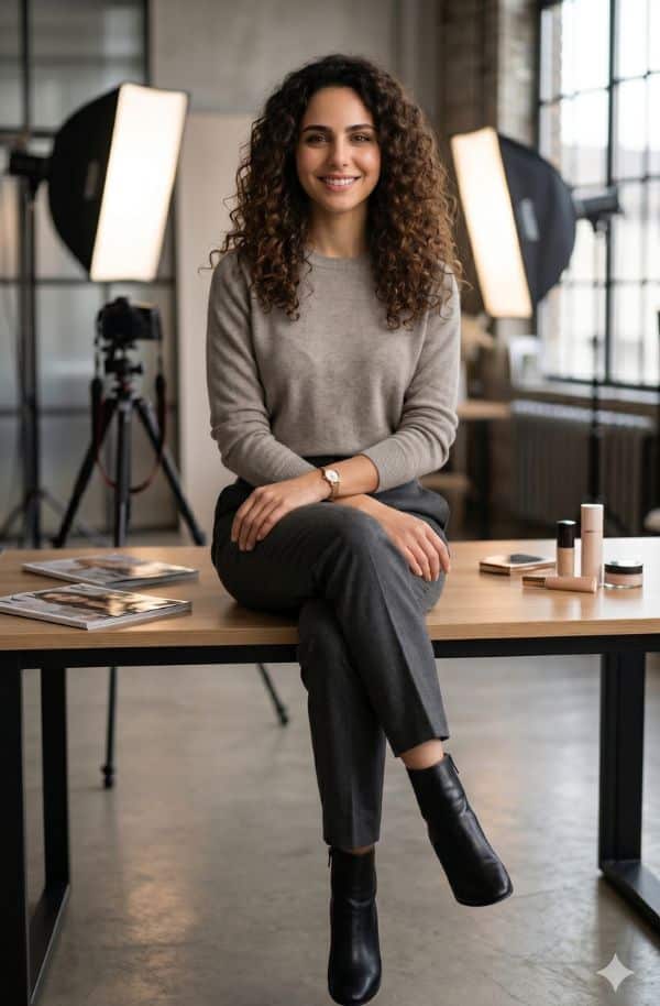 lyna pose au bureau