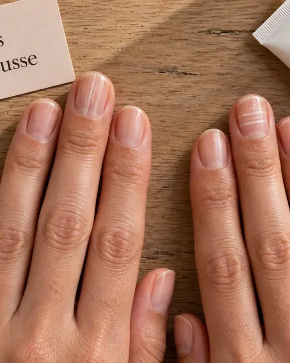 Strie sur les ongles des mains : verticale et horizontale visibles