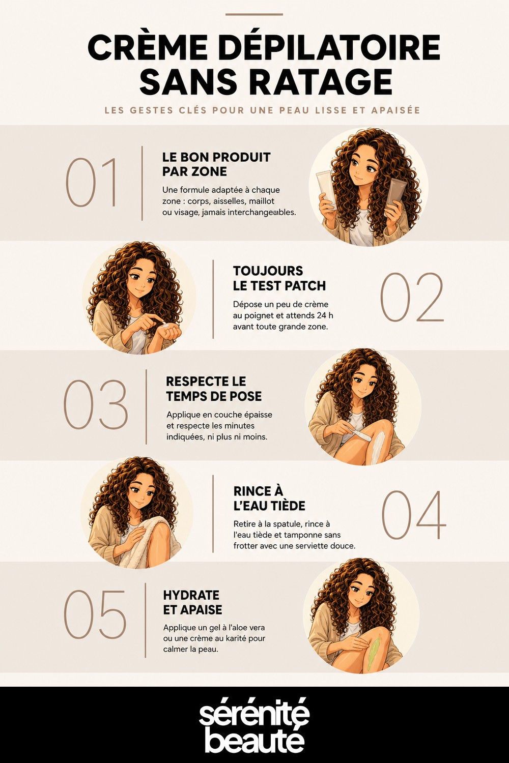 Infographie : comment utiliser la creme depilatoire